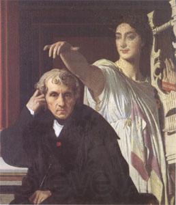 Jean Auguste Dominique Ingres The Composer Cherubini with the Muse of Lyric Poetry (mk05) Norge oil painting art